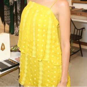 House of Harlow 1960 Yellow Embroidered Spaghetti Strap Mini Dress XS